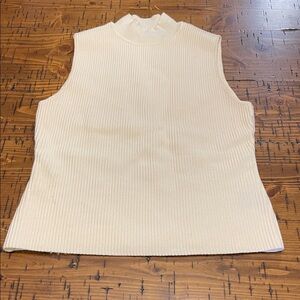 Elegant Cream Ribbed Tank Top